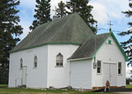 View of St. John the Baptist Pioneer Church in Shell Valley Manitoba