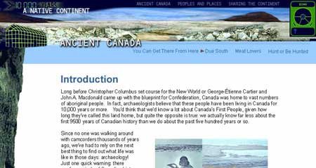>10,000 Years, Ancient Canada Main Page screen capture
